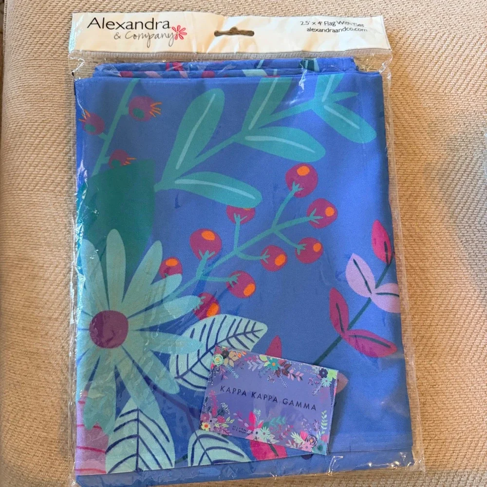 Alexandra & Company Kappa Kappa Gamma Floral Sorority Flag Blue 2.5x4ft NIP